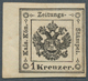 Österreich - Lombardei Und Venetien - Zeitungsstempelmarken: 1859, 1 Kreuzer Schwarz, Type I, Linkes - Lombardo-Vénétie