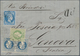 Österreichische Post In Der Levante: 1872, 3 So Grün Und 2 X 10 So Blau, Grober Druck, Entwertet Mit - Levante-Marken