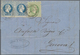 Österreichische Post In Der Levante: 1870/1872, 3 So Grün Und 2 X 10 So Blau, Zwei Faltbriefe Mit Id - Levante-Marken