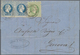 Österreichische Post In Der Levante: 1870/1872, 3 So Grün Und 2 X 10 So Blau, Zwei Faltbriefe Mit Id - Oostenrijkse Levant