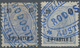 Österreichische Post In Der Levante: 1890, 1 Pia Auf 10 Kr Ultramarin, Zwei Exemplare Mit Blauem Ova - Eastern Austria