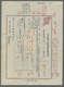 Japan: 1936, 5 Yen Green And 1 Yen Vertical Strip Of Three On The Outside Of A Request For A Change - Otros & Sin Clasificación