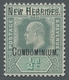 Neue Hebriden: 1908, "½ P. Green/grey-green With Overprint", Mint Hinged, Very Fresh Colour, Superb. - Otros & Sin Clasificación