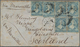 Neuseeland: 1864, 2 D Pale Blue In Block Of Four With Two Singles Covering The 10 D Rate For This Le - Other & Unclassified