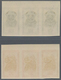 Belgisch-Kongo: 1949, African Art 3 Franc And 6,50 Franc Imperforated In Strip Of Three - Sonstige & Ohne Zuordnung