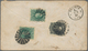 Brasilien: 1877, 2 X 100 R Green And 200 R Black "Pedro II", Rouletted, Each Tied By Cork Fancy Canc - Other & Unclassified