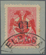 Albanien: 1913, 10 Pa On 20 Pa Rose With Ovp "eagle" In Red, With Variety Surcharge "10" INVERTED, U - Albanie