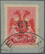 Albanien: 1913, 10 Pa On 20 Pa Rose With Ovp "eagle" In Red, With Variety Surcharge "10" INVERTED, U - Albania