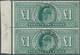 Großbritannien: 1911, £ 1 Green, Somerset Printing, Vertical Pair With Left Sheet Margin (position 5 - Lettres & Documents