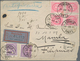 Portugal: 1889, 20r. Rose-carmine Block Of Four And Two Single Stamps 25r. Violet On Registered Cove - Otros & Sin Clasificación