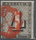 Schweiz - Zürich: 1843 Zürich 4 Rp. Mit Rotem Senkrechten Linienunterdruck, Typ I, Gestempelt Mit Ro - 1843-1852 Federale & Kantonnale Postzegels