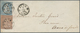 Schweiz: 1854, 10 Rappen Blau Mit PLATTENFEHLER III Und 5 Rappen Braun Auf Kleinem Damen-Brief Mit K - Gebraucht