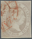 Spanien: 1851, Isabella II 10 Cuartos Oval Issue Grey-lilac Tied By UNIQUE Red Baeza-cds "ZARAGOZA / - Brieven En Documenten