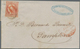 Spanien: 1852, Isabella II With Diadem 6 Cuartos Red Tied By Red Due-cancel "0" And Black "Parrila" - Lettres & Documents