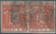 Spanien: 1854, 2 R Vermilion Paper, Horizontal Pair With Complete Margins, Scarce ÷ 1854, 2 Reales B - Cartas & Documentos