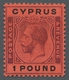 Zypern: 1924, "1 Pd. KGV", Mint Never Hinged, Superb ÷ 1924, "1 Pfd. Lila/schwarz Auf Rot", Postfris - Autres & Non Classés