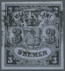 Bremen - Marken Und Briefe: 1855, "3 Gr. Waag. Gestreiftes Papier", Frabfrischer Wert Mit Allseits V - Brême