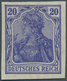 Deutsches Reich - Germania: 1915: 20 Pfg. Germania, Kriegsdruck Dunkelviolettblau Ungezähnt, Ungebra - Andere & Zonder Classificatie