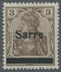 Deutsche Abstimmungsgebiete: Saargebiet: 1920, "3 Pfg. Germania/Sarre Mit Aufdruck In Type II Und Au - Brieven En Documenten