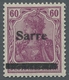 Deutsche Abstimmungsgebiete: Saargebiet: 1920, "60 Pfg. Germania/Sarre Purpurlila", Die Seltene Farb - Briefe U. Dokumente