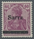 Deutsche Abstimmungsgebiete: Saargebiet: 1920, "60 Pfg. Germania/Sarre Purpurlila", Die Seltene Farb - Lettres & Documents