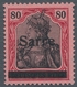Deutsche Abstimmungsgebiete: Saargebiet: 1920, "80 Pfg. Germania/Sarre", Ungebrauchter Wert In Tadel - Cartas & Documentos