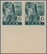 Saarland (1947/56): 1947, 6 Pf Schwarzblaugrün Im Waager. Paar Vom Unterrand Ungezähnt Postfrisch, 4 - Sonstige & Ohne Zuordnung