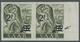 Saarland (1947/56): 1947, "2 Fr Auf 12 Pfg. Urdruck Ungezähnt", Postfrisches Waag. Randpaar Mit Einm - Autres & Non Classés