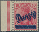 Danzig: 1920, Kleiner Innendienst 10 Pfg Tadellos Postfrisch Vom Linken Rand, Mit EXTREM SELTENEN DO - Otros & Sin Clasificación