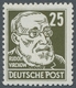 DDR: 1953, "25 Pfg. Köpfe II Braunoliv Mit Wasserzeichen X I", Postfrischer Wert In Tadelloser Erhal - Other & Unclassified
