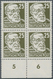 DDR: 1952 - 1953, 25 Pfg. "Köpfe" Im Postfrischen Viererblock Vom Unteren Bogenrand, Linke Obere Mar - Other & Unclassified
