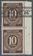 Bizone: 1948, Bandaufdruck Auf 10 Pfennig Ziffer, Senkrechtes Paar Obere Marke Mit, Untere Marke Ohn - Autres & Non Classés