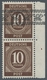 Bizone: 1948, Bandaufdruck Auf 10 Pfennig Ziffer, Senkrechtes Paar Obere Marke Mit, Untere Marke Ohn - Other & Unclassified