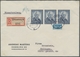 Bundesrepublik Deutschland: 1953, "30 Pfg. Nansen", Waag. Dreierstreifen Als Portorichtige MeF Auf R - Sonstige & Ohne Zuordnung