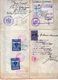 1937 KINGDOM OF SHS CONSULATE, DUSSELDORF, GERMANY, VISITORS PERMIT, SLOVENIA, 4 REVENUE STAMPS, 1 SHS, 2 GERMAN STAMPS - Historical Documents