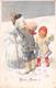 M08495 "BUON ANNO" BAMBINI CON PUPAZZO DI NEVE-CARTOLINA ORIG. SPED. 1931 - Anno Nuovo