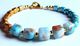 Bracelet Artisanal, Bracelet Verre, Bijou De Créateur, Perles Cubes, Cubes Facettés, Bleu Doré, Achat Solidaire - Bracelets