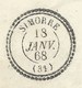 N°29 BLEU NAPOLEON SUR LETTRE / SIMORRE GERS POUR MARCIAC 1868 INDICE 9 - 1849-1876: Période Classique