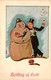 Snowman Drinking With An Elegant Gentleman, New Year, Old Postcard - New Year