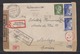 Dt.Reich  R-Auslandsbrief Hirschberg (Kr.Dauba,Bz Aussig) 7.6.44 Mit MiF 784,2x793 Nach Spanien , Doppelzensur - Covers & Documents