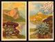 Italian Artist Signed Degami 2 Postcards Mountains Flowers Landscape W5-572 - Altri & Non Classificati