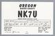 US.- QSL KAART. CARD. NK7U. OPERATOR: JOE. RUDI. SNAKE RIVER CONTEST CLUB. OREGON. BAKER COUNTY.. U.S.A. - Radio-amateur