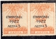 GREECE GRECIA HELLAS 1923 SURCHARGED 1922 TURKEY OCCUPATION 1912 PAIR 5 LEPTA On 3l MNH - Nuovi