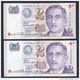 Singapore $2 X 2 Pcs Millennium 2000 Banknote Paper Money Very Fine (#89) - Singapour