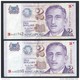 Singapore $2 X 2 Pcs Millennium 2000 Banknote Paper Money Very Fine (#89) - Singapore