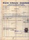 1937 YUGOSLAVIA, CROATIA, ZAGREB, RUDI KRAUS, TEXTILE FACTORY, INVOICE ON LETTERHEAD, 1 FISKAL STAMP - Other & Unclassified