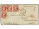 LEVANTE: CORREO FRANCES. 1862. SMYRNE To U.S.A. Envelope Franked With Four French 80 Cts. Rose Stamps Tied By 5098 Grill - Otros & Sin Clasificación