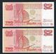 Singapore 1990 $2 X 2 Pcs HTT Orange Ship Series Currency Money Banknote (#138) VG - Singapore