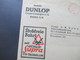 3. Reich 1936 Freistempel Firmenumschlag Deutsche Dunlop Gummi Compagnie Stoßfreie Fahrt Mit Dunlop Supra Typ Überballon - Briefe U. Dokumente