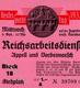 Reichsparteitag WK II Nürnberg (8500) 1937 Eintrittskarte Reichsarbeitsdienst Appell Und Vorbeimarsch I-II - Guerre 1939-45